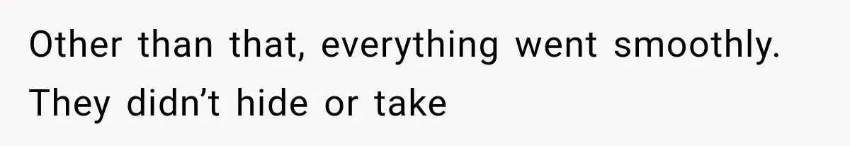 Other than that, everything went smoothly. They didn’t hide or take
