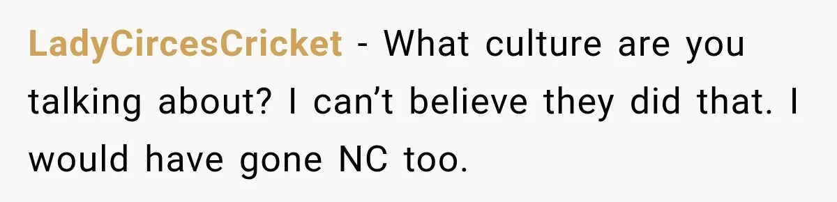 MIL Fakes Her Husband’s Death to See Her Son, Then Years Later the Same Tragedy Happens Again LadyCircesCricket − What culture are you talking about? I can’t believe they did that. I would have gone NC too.
