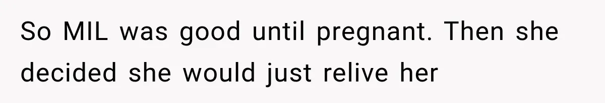 So MIL was good until pregnant. Then she decided she would just relive her