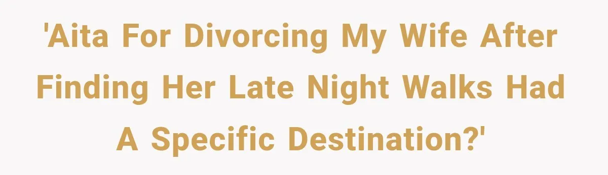 'AITA for divorcing my wife after finding her late night walks had a specific destination?'