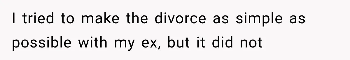 I tried to make the divorce as simple as possible with my ex, but it did not