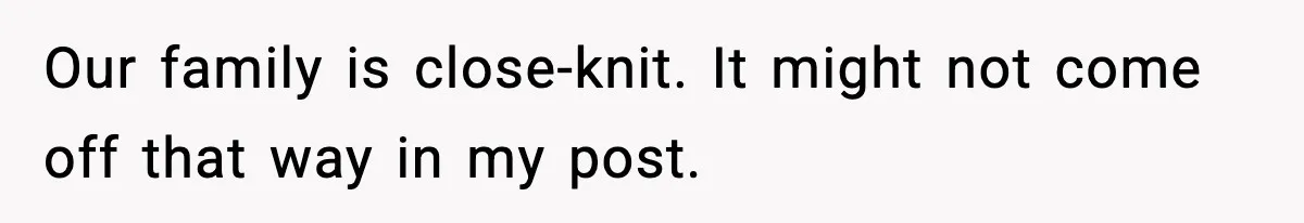 Our family is close-knit. It might not come off that way in my post.