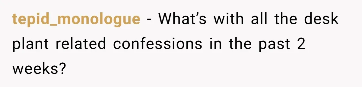 tepid_monologue − What’s with all the desk plant related confessions in the past 2 weeks?