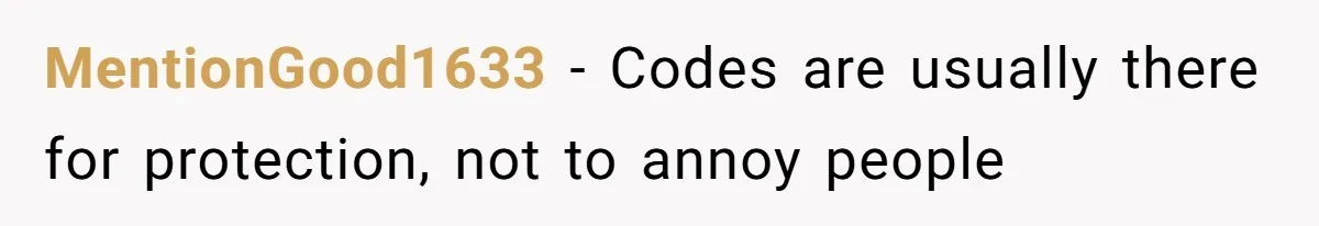 MentionGood1633 − Codes are usually there for protection, not to annoy people