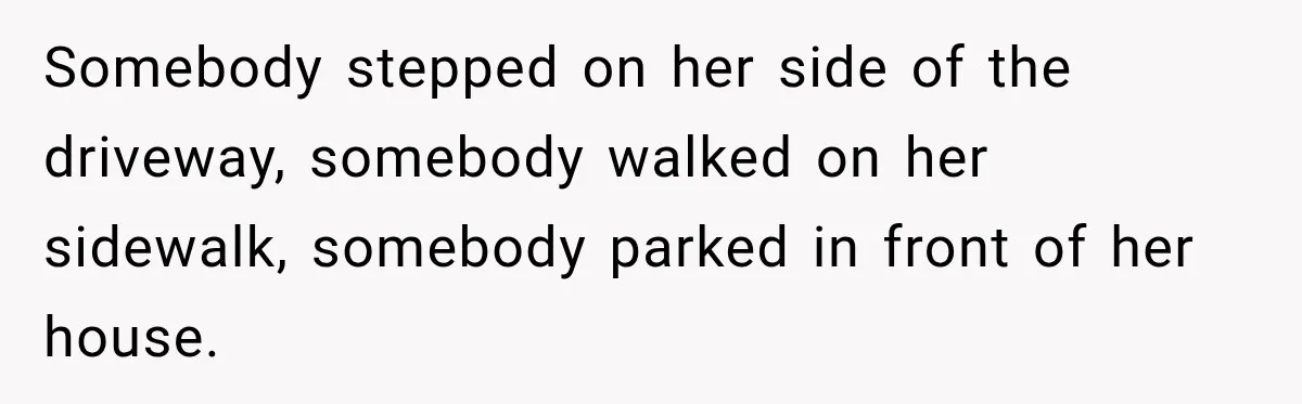 Woman Catches Neighbor Pouring Water on Their Driveway in Freezing Weather After Years of Feuding Somebody stepped on her side of the driveway, somebody walked on her sidewalk, somebody parked in front of her house.