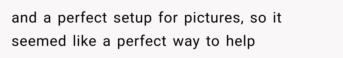 and a perfect setup for pictures, so it seemed like a perfect way to help