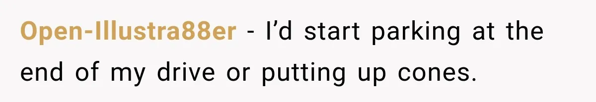 Woman Gets Called a Karen for Asking Neighbors to Stop Treating Her Driveway Like Their Own Open-Illustra88er − I’d start parking at the end of my drive or putting up cones.
