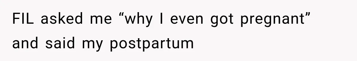 FIL asked me “why I even got pregnant” and said my postpartum