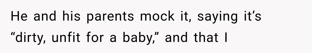 He and his parents mock it, saying it’s “dirty, unfit for a baby,” and that I