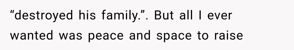 “destroyed his family.”. But all I ever wanted was peace and space to raise