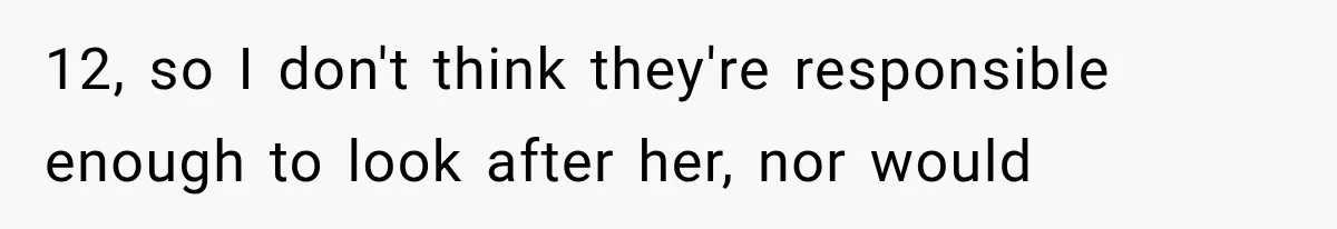 MIL Promises Kids a Camping Trip After Parents Say No, Then Gets Shut Down 12, so I don't think they're responsible enough to look after her, nor would