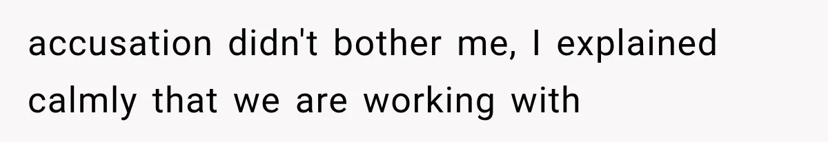 accusation didn't bother me, I explained calmly that we are working with