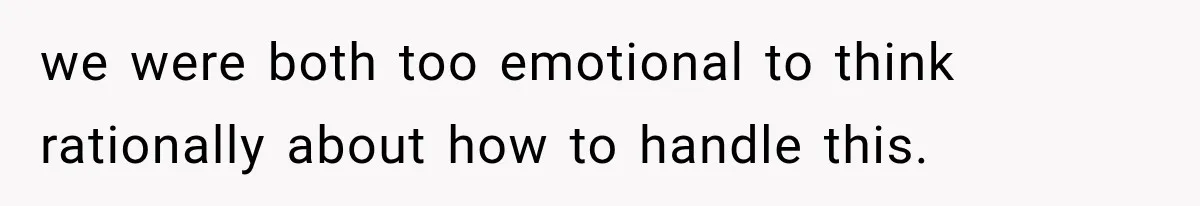 we were both too emotional to think rationally about how to handle this.