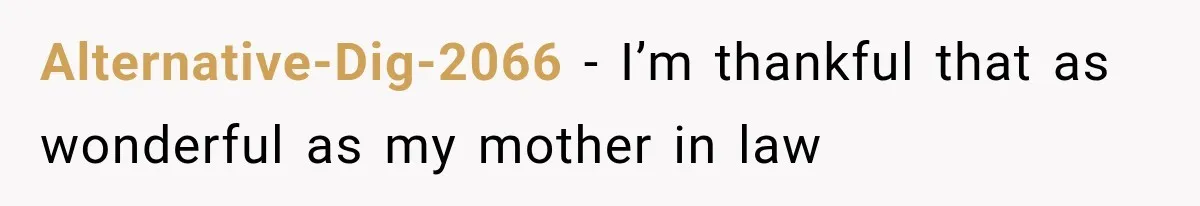 Alternative-Dig-2066 − I’m thankful that as wonderful as my mother in law