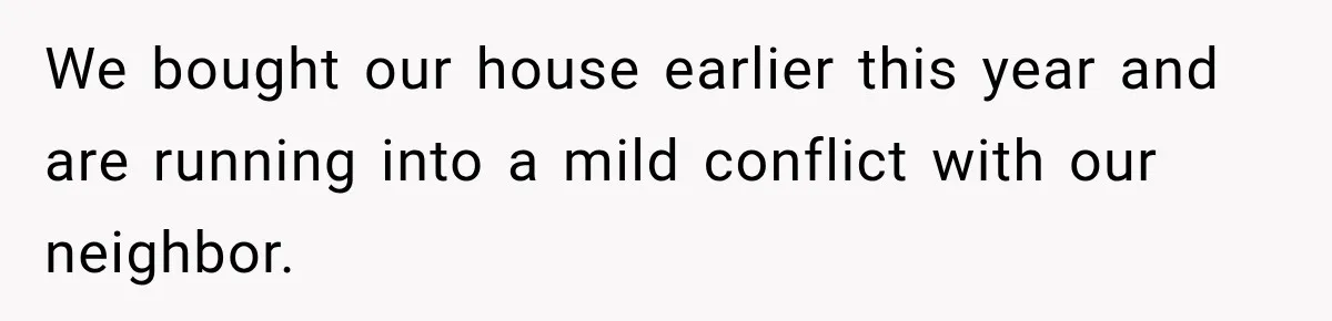 We bought our house earlier this year and are running into a mild conflict with our neighbor.