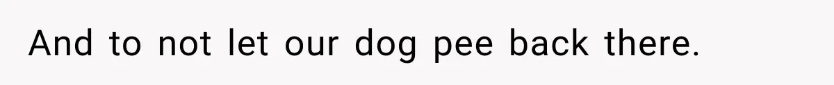 And to not let our dog pee back there.