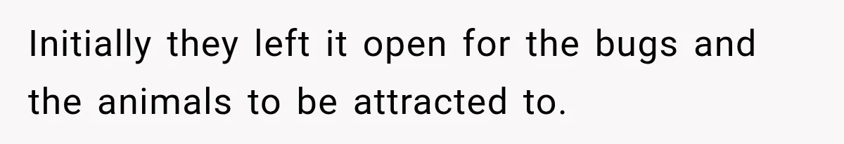 Initially they left it open for the bugs and the animals to be attracted to.