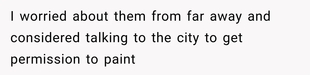I worried about them from far away and considered talking to the city to get permission to paint