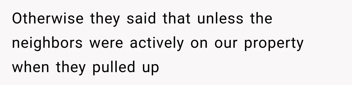 Otherwise they said that unless the neighbors were actively on our property when they pulled up