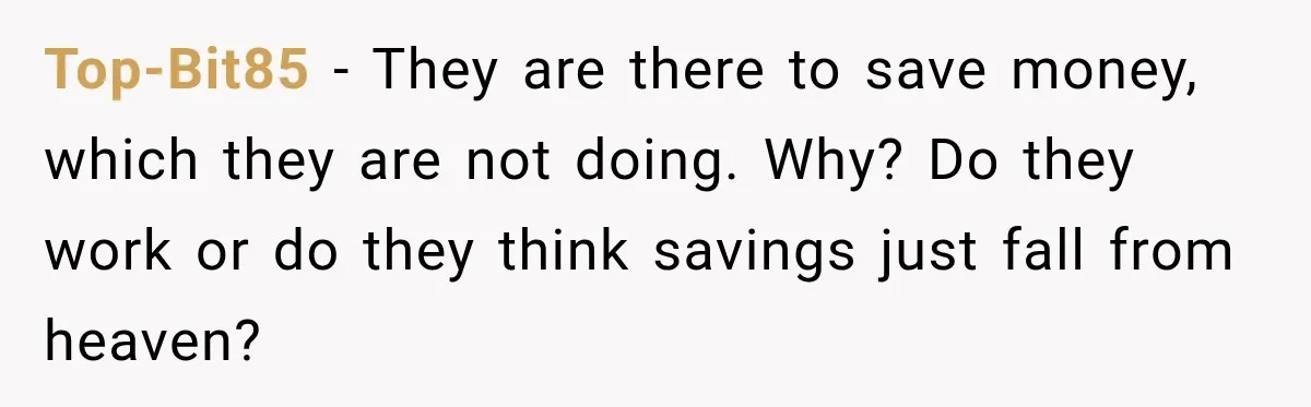 Top-Bit85 − They are there to save money, which they are not doing. Why? Do they work or do they think savings just fall from heaven?
