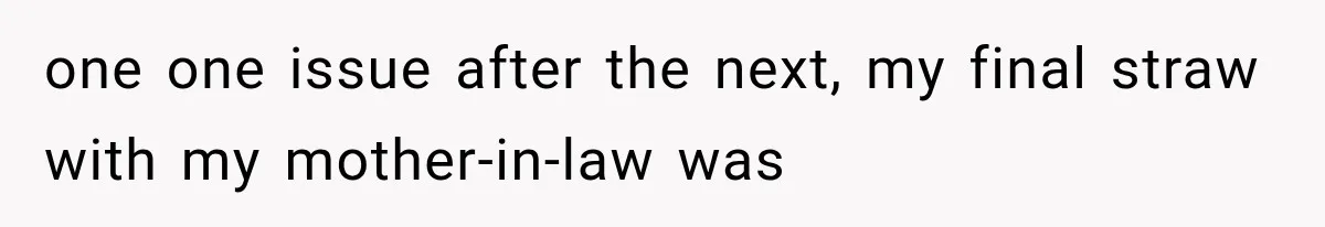 one one issue after the next, my final straw with my mother-in-law was