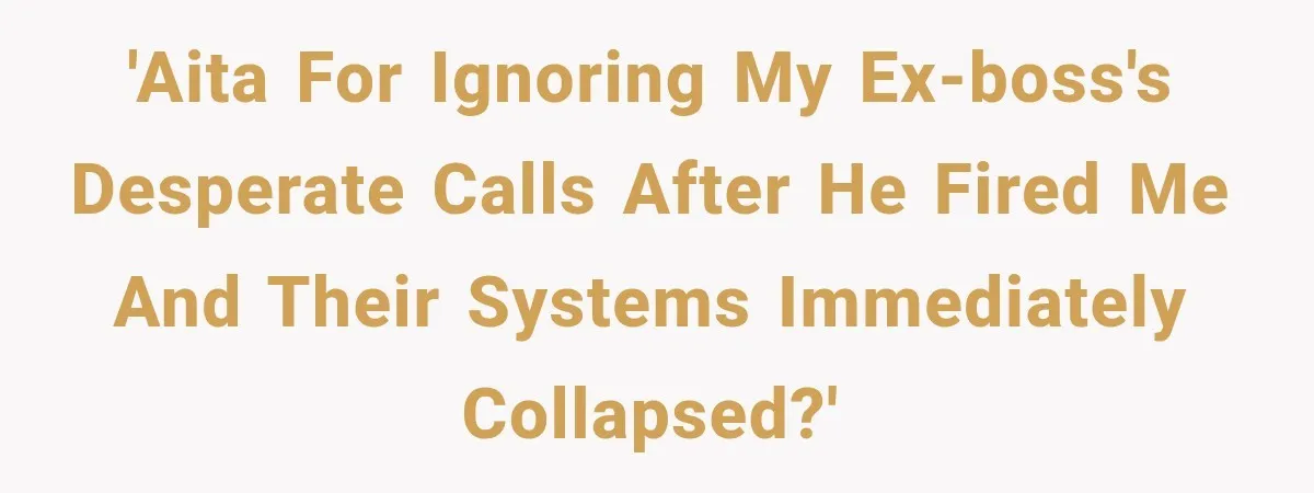 'AITA for ignoring my ex-boss's desperate calls after he fired me and their systems immediately collapsed?'