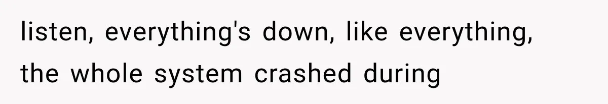 listen, everything's down, like everything, the whole system crashed during