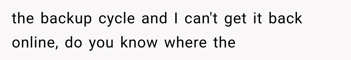 the backup cycle and I can't get it back online, do you know where the
