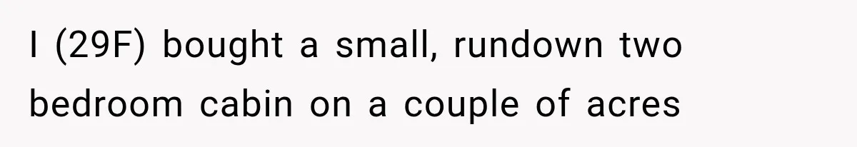 Brother Assumes He Can Use Sister’s Dream Cabin For His Wedding, But She Says No I (29F) bought a small, rundown two bedroom cabin on a couple of acres