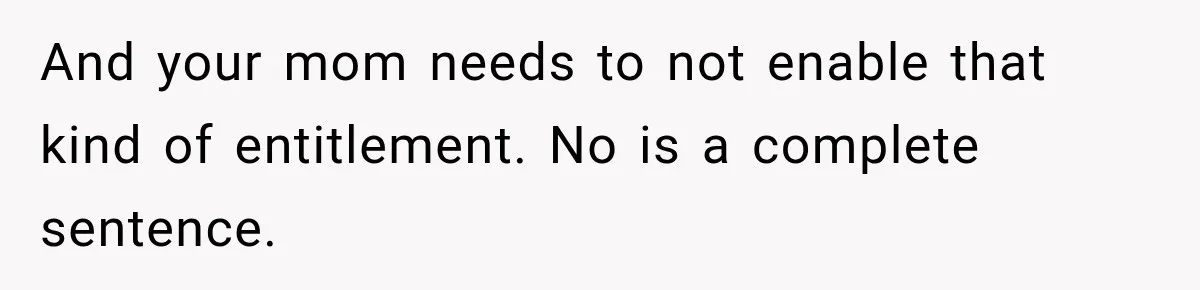 Brother Assumes He Can Use Sister’s Dream Cabin For His Wedding, But She Says No And your mom needs to not enable that kind of entitlement. No is a complete sentence.