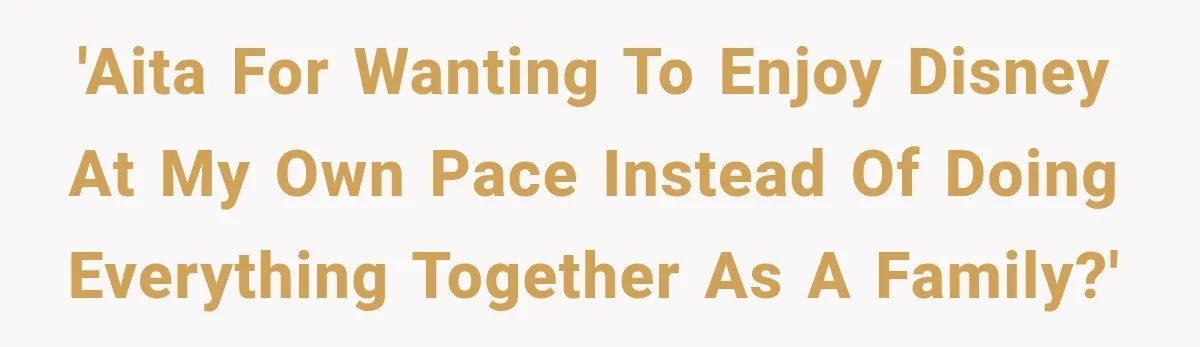 'AITA for wanting to enjoy Disney at my own pace instead of doing everything together as a family?'