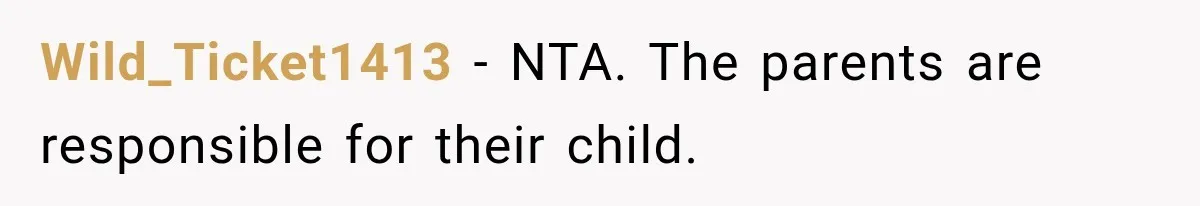 Wild_Ticket1413 − NTA. The parents are responsible for their child.