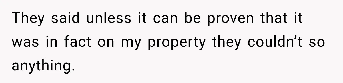 They said unless it can be proven that it was in fact on my property they couldn’t so anything.