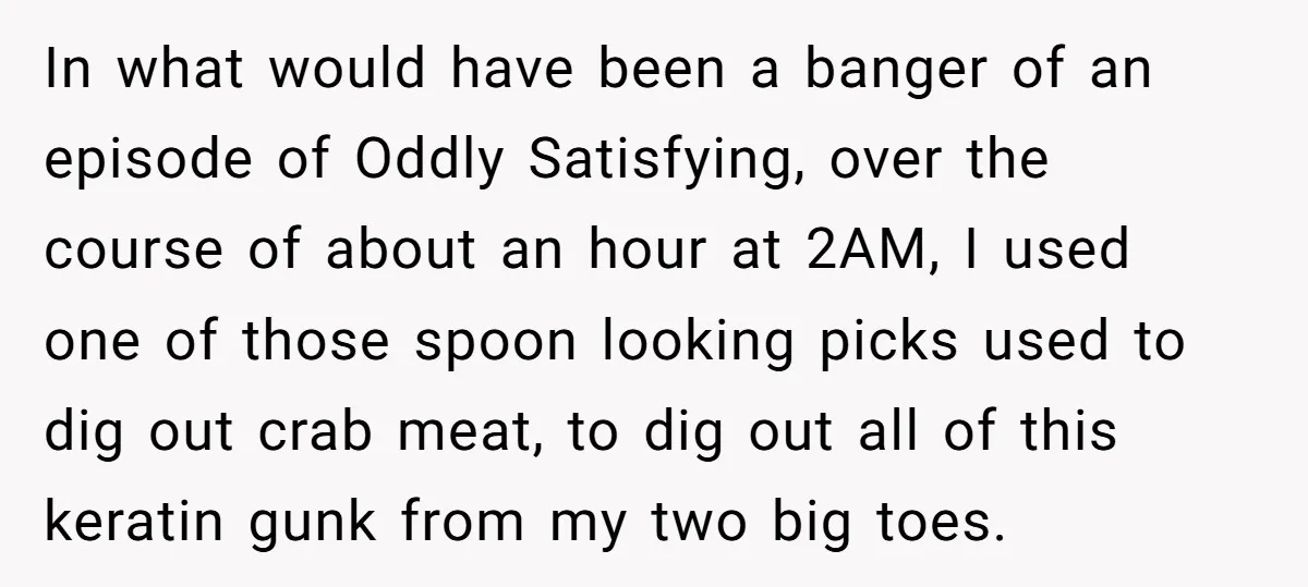 In what would have been a banger of an episode of Oddly Satisfying, over the course of about an hour at 2AM, I used one of those spoon looking picks...