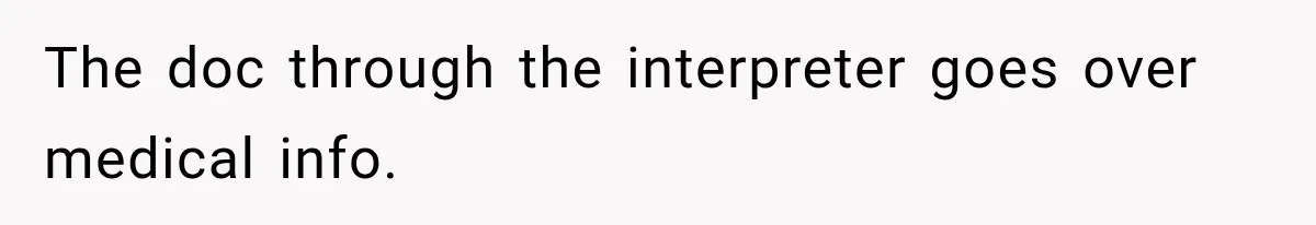 The doc through the interpreter goes over medical info.