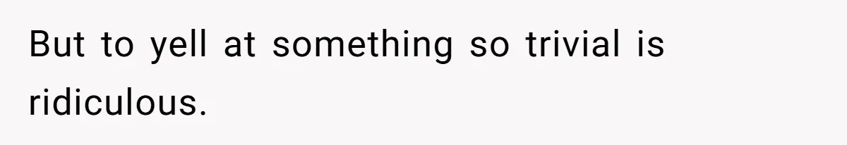But to yell at something so trivial is ridiculous.