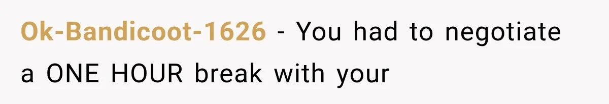 MIL Sends “Perfect Mother” Advice Right After Mom Asks For Help, And She’s Had Enough Ok-Bandicoot-1626 − You had to negotiate a ONE HOUR break with your