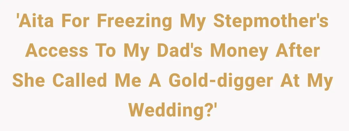 Stepmom Humiliates Groom At His Wedding, Then Loses Access To The Money She Loved 'AITA for freezing my stepmother's access to my dad's money after she called me a gold-digger at my wedding?'