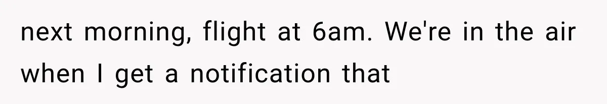 Stepmom Humiliates Groom At His Wedding, Then Loses Access To The Money She Loved next morning, flight at 6am. We're in the air when I get a notification that