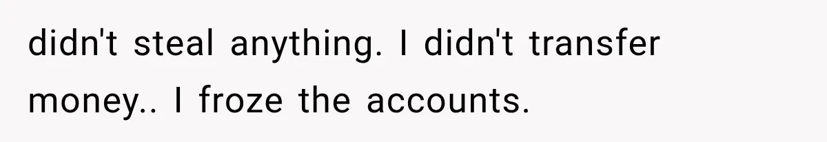 Stepmom Humiliates Groom At His Wedding, Then Loses Access To The Money She Loved didn't steal anything. I didn't transfer money.. I froze the accounts.