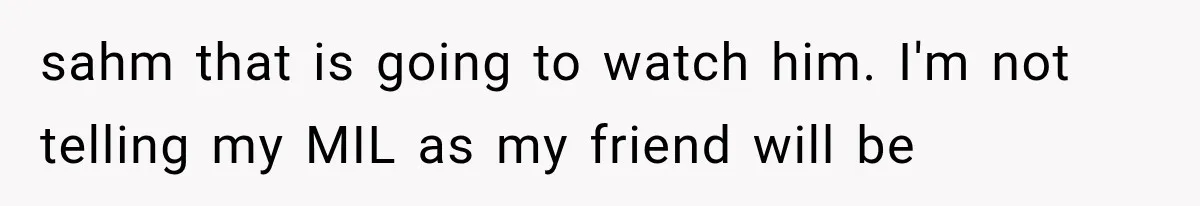 sahm that is going to watch him. I'm not telling my MIL as my friend will be