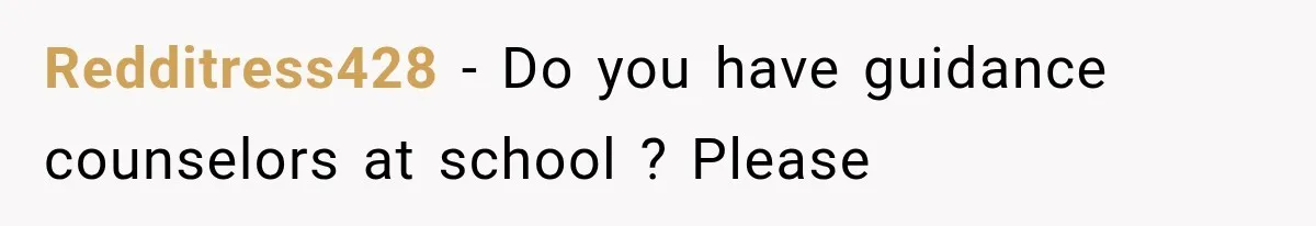 Redditress428 − Do you have guidance counselors at school ? Please