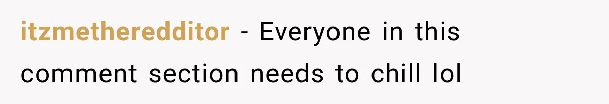 itzmetheredditor − Everyone in this comment section needs to chill lol