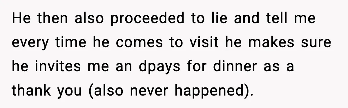 Woman Stops Letting Friend Stay for Free After He Demands Groceries Like Her Home Is a Resort He then also proceeded to lie and tell me every time he comes to visit he makes sure he invites me an dpays for dinner as a thank you (also...