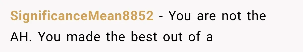SignificanceMean8852 − You are not the AH. You made the best out of a