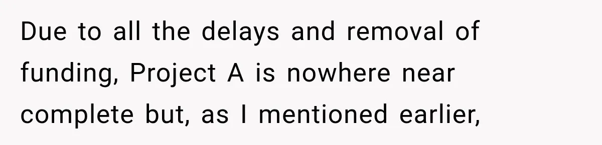 Contractor Finishes Three-Year Term, Says Nothing, and Waits to See When Management Notices Due to all the delays and removal of funding, Project A is nowhere near complete but, as I mentioned earlier,