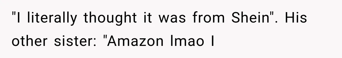 "I literally thought it was from Shein". His other sister: "Amazon lmao I