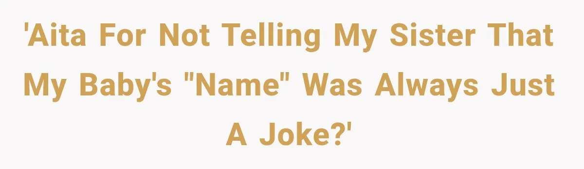 'AITA for not telling my sister that my baby's "name" was always just a joke?'