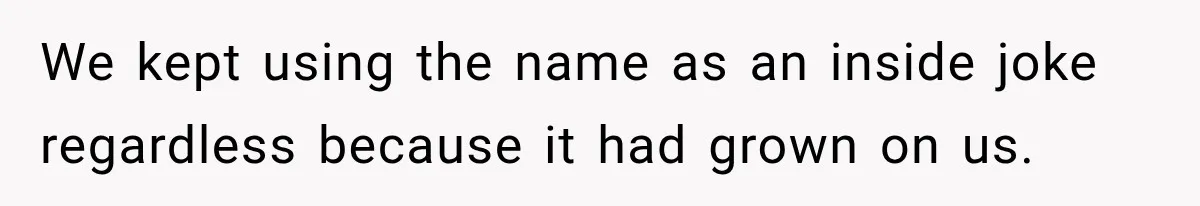 We kept using the name as an inside joke regardless because it had grown on us.