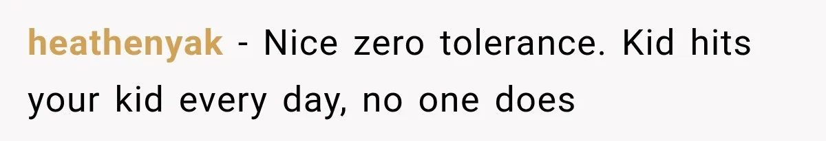 heathenyak − Nice zero tolerance. Kid hits your kid every day, no one does
